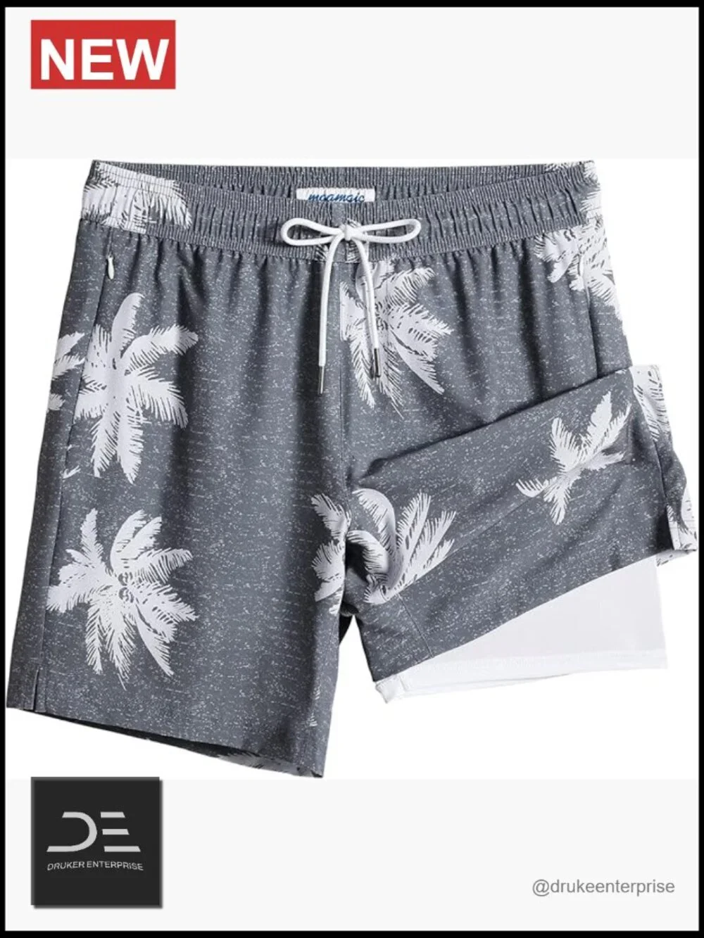 2 in 1 Men's Swim Trunks with Compression Liner 7 inch Board Shorts Quick Dry